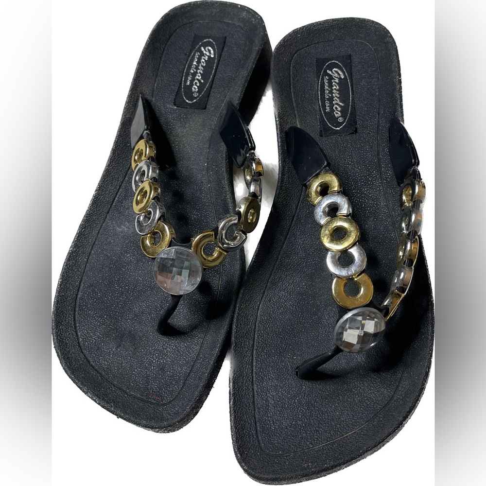 Grandco Gold and Silver Jeweled Sandals
